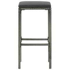 Tabourets De Bar Avec Coussins 4 Pcs Gris Résine Tressée -Chair Soldes Boutique tabourets de bar avec coussins 4 pcs gris resine tressee 3666722354868 943878