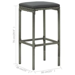 Tabourets De Bar Avec Coussins 4 Pcs Gris Résine Tressée -Chair Soldes Boutique tabourets de bar avec coussins 4 pcs gris resine tressee 3666722354868 943881