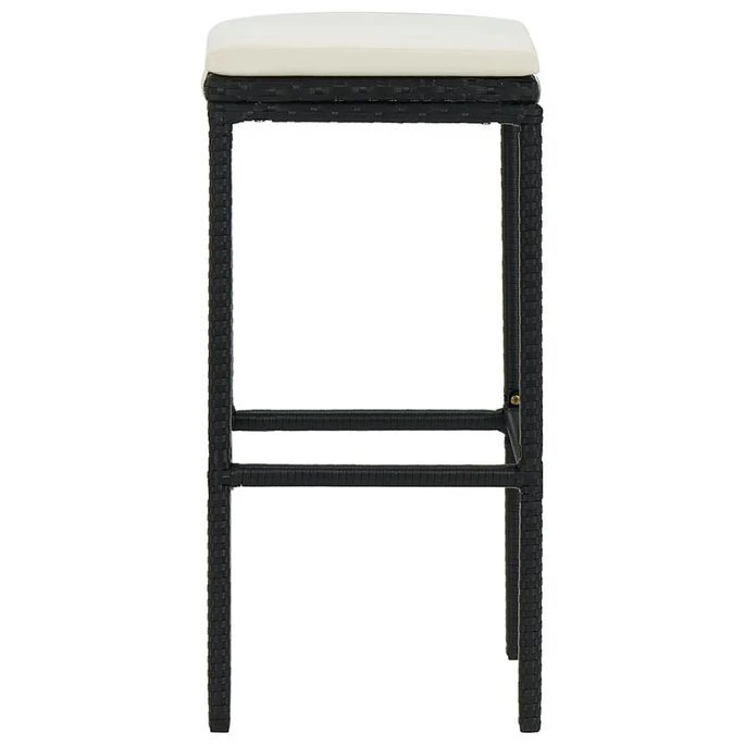 Tabourets De Bar Avec Coussins 6 Pcs Noir Résine Tressée 4 Tabourets De Bar Avec Coussins 6 Pcs Noir Résine Tressée – Image 4