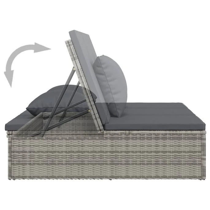 Transat Convertible Avec Coussin Résine Tressée Gris Foncé 9 Transat Convertible Avec Coussin Résine Tressée Gris Foncé – Image 9